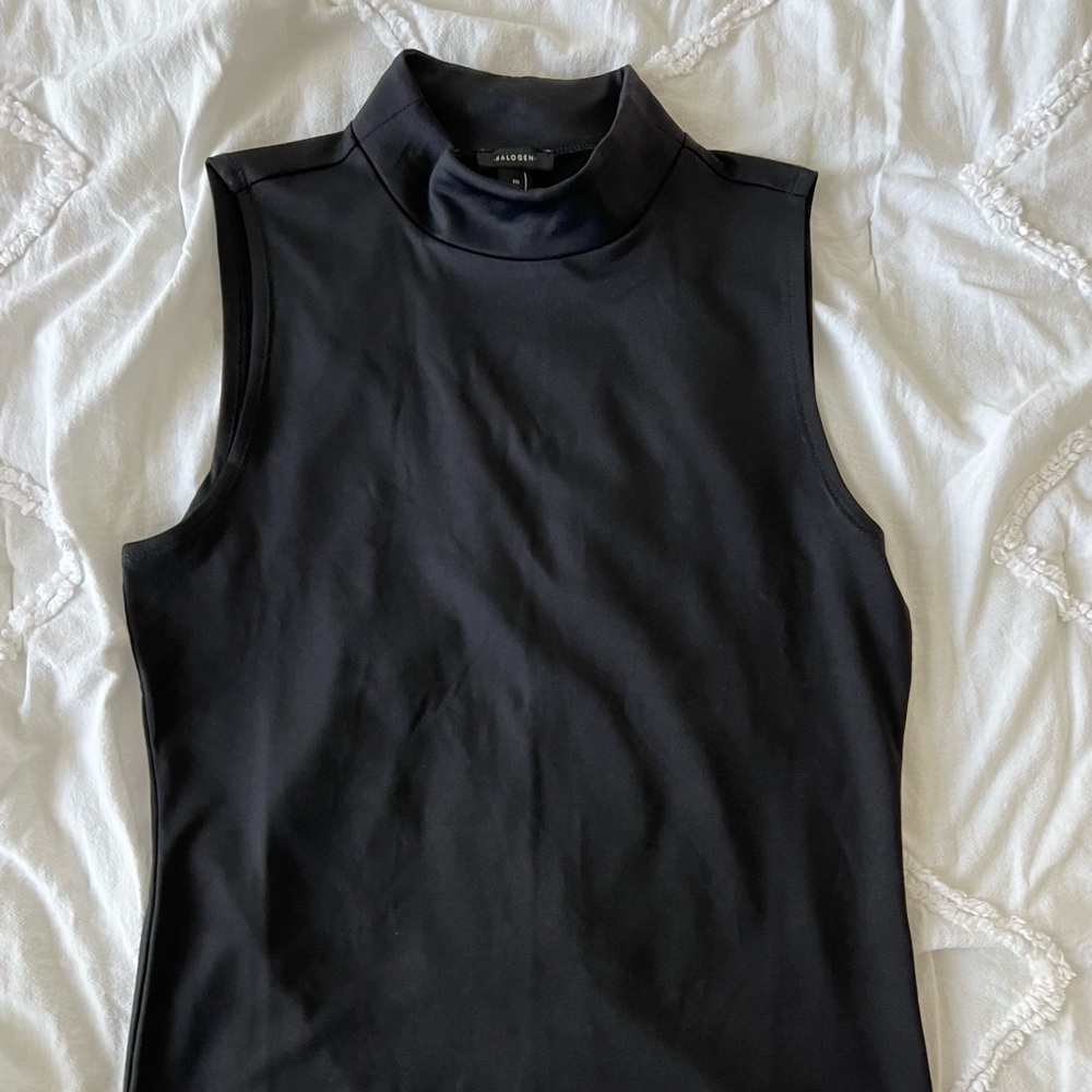 Sleeveless Black Mockneck Top